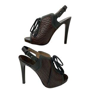 V-2. Proenza Schouler Pebbled Leather Laceup Black Eggplant 37.5